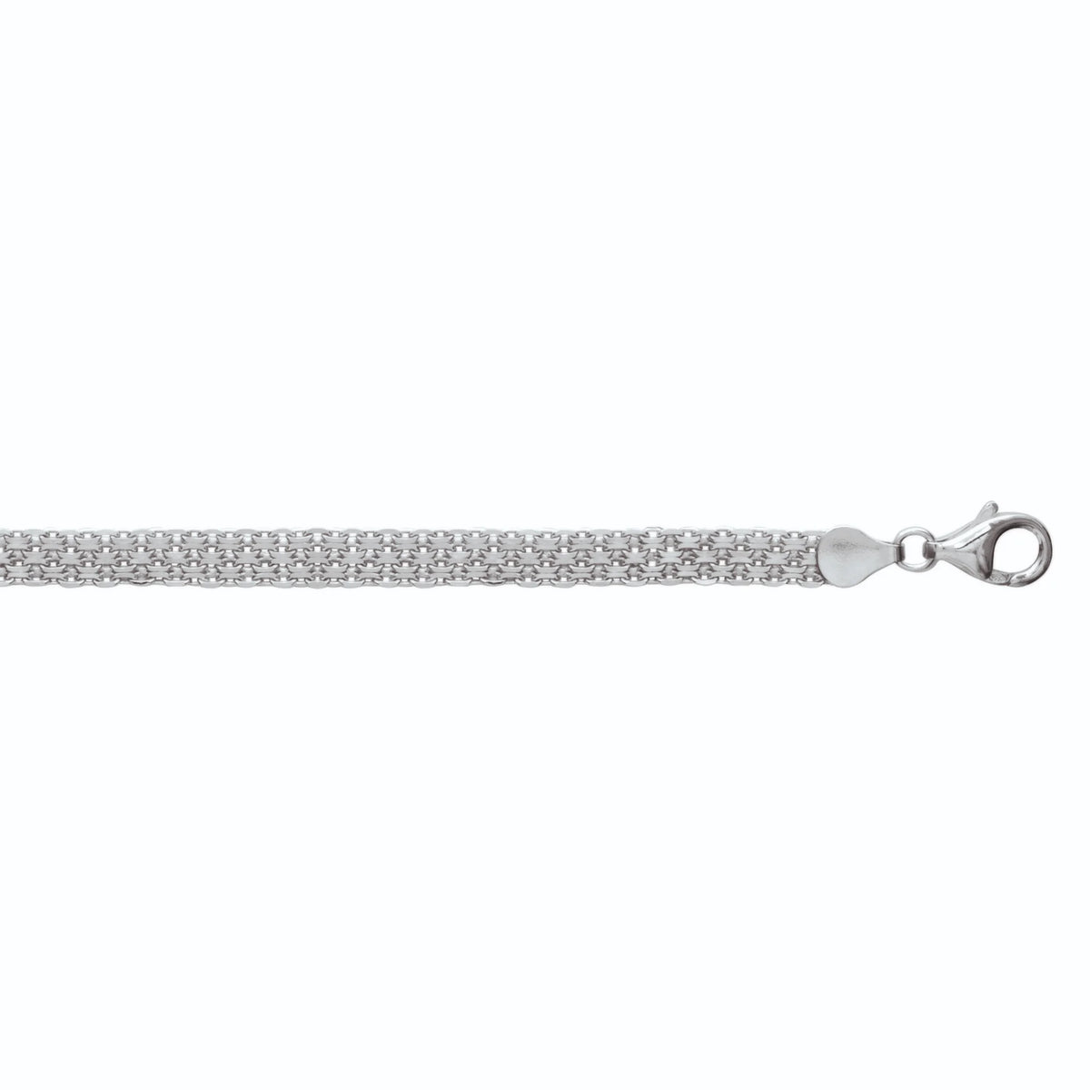 Bracelet maille tressée large en argent 925 rhodié