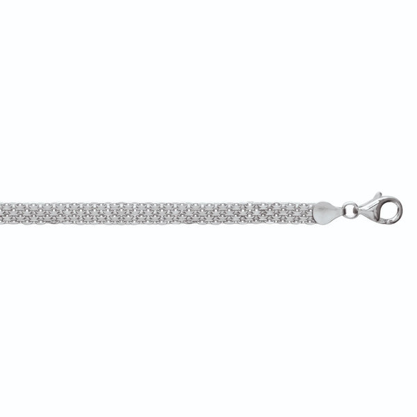 Bracelet maille tressée large en argent 925 rhodié