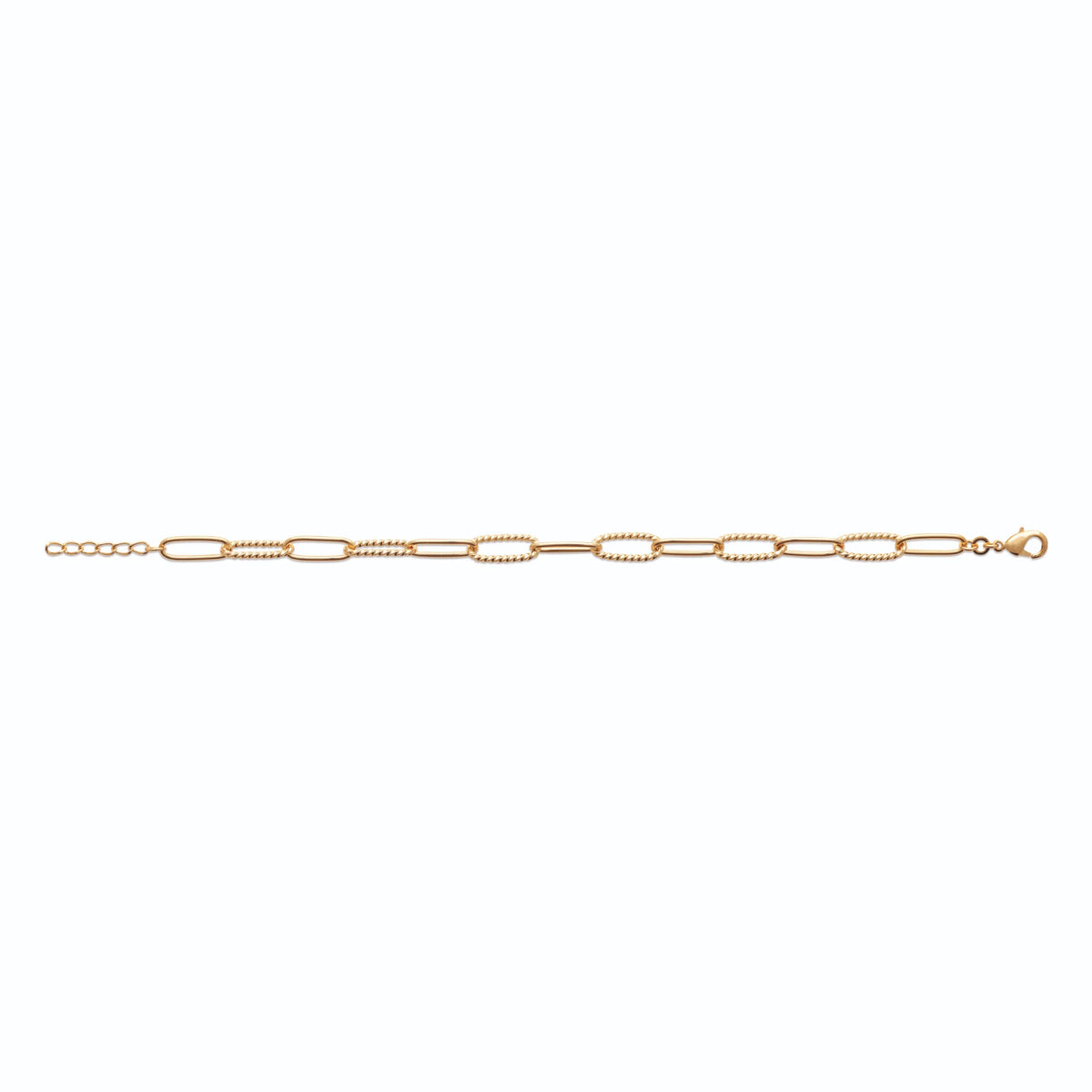 Bracelet maille trombone en plaqué or, vue de profil