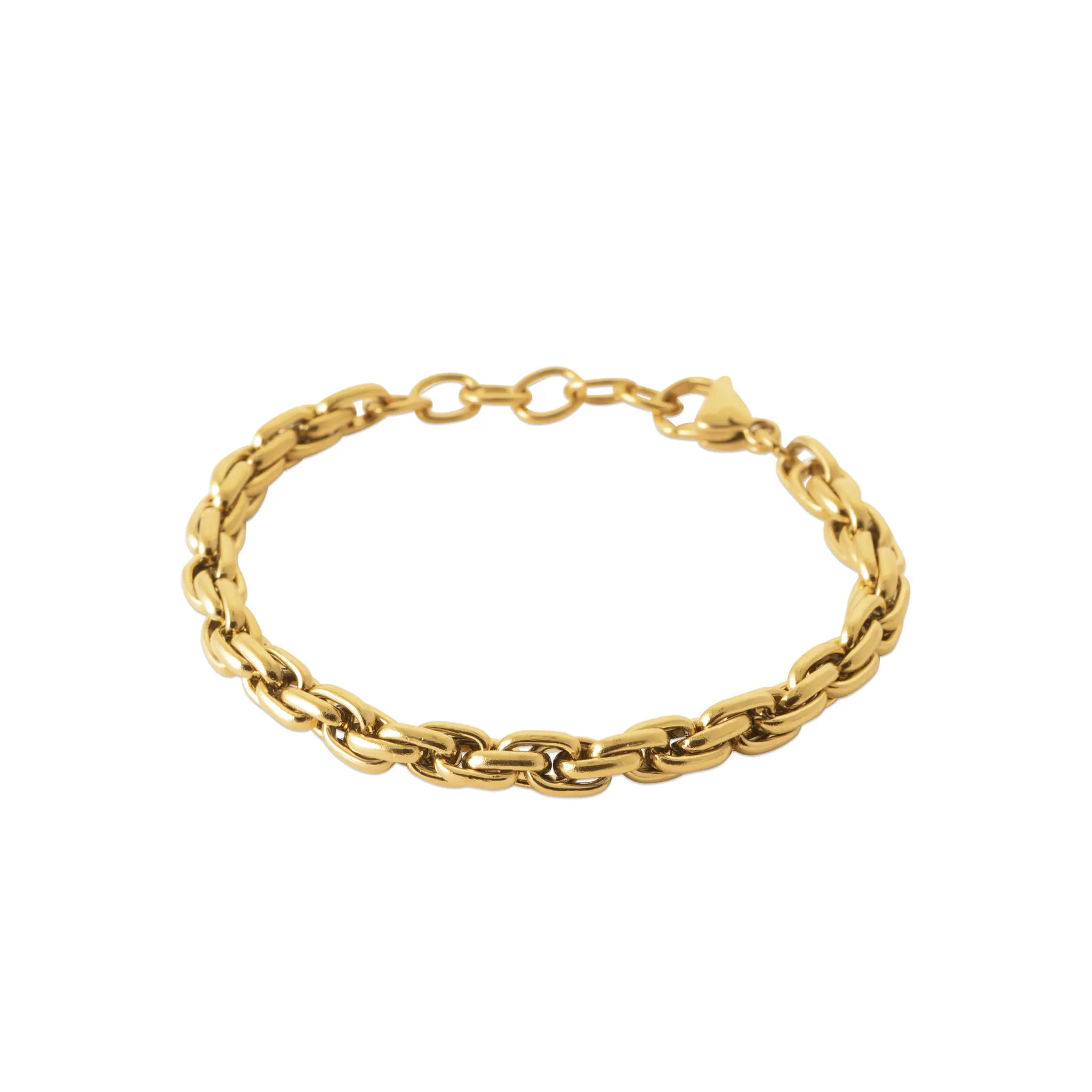 Bracelet "Maille Entrelacée" en PVD Doré (21 cm)