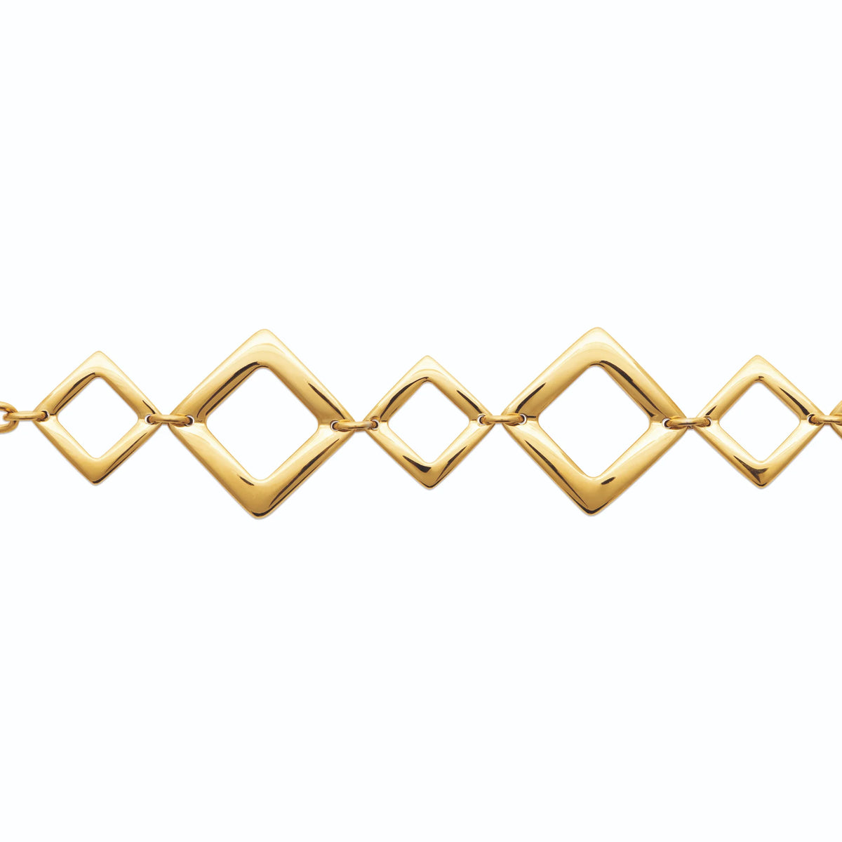 Bracelet maillons losanges ajourés en acier PVD doré
