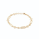 Bracelet maillons martelés rectangle cercle et losange en plaqué or