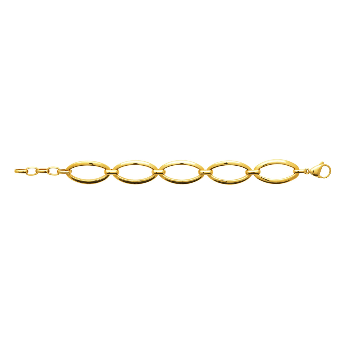 Bracelet maillons ovales allongés en acier PVD doré