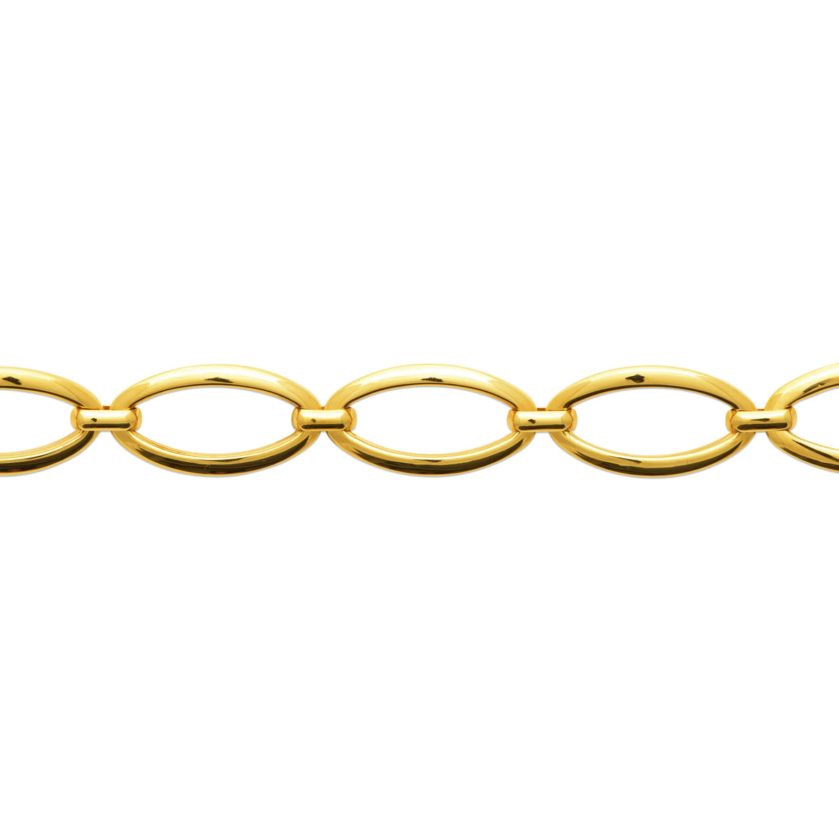 Bracelet maillons ovales allongés en acier PVD doré