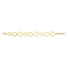 Bracelet maillons plats ovales et losanges en acier PVD doré