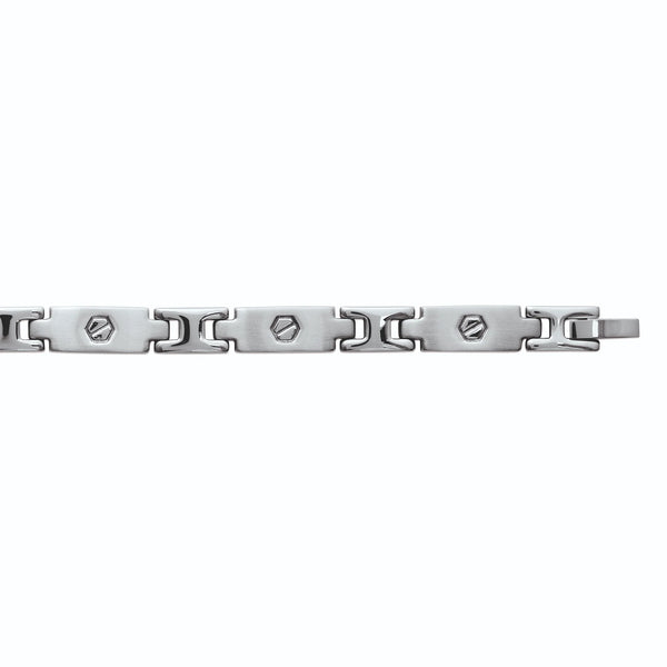 Bracelet maillons rectangulaires à vis en acier homme, autre vue
