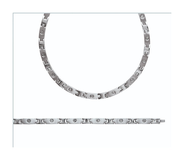 Bracelet maillons rectangulaires à vis en acier homme