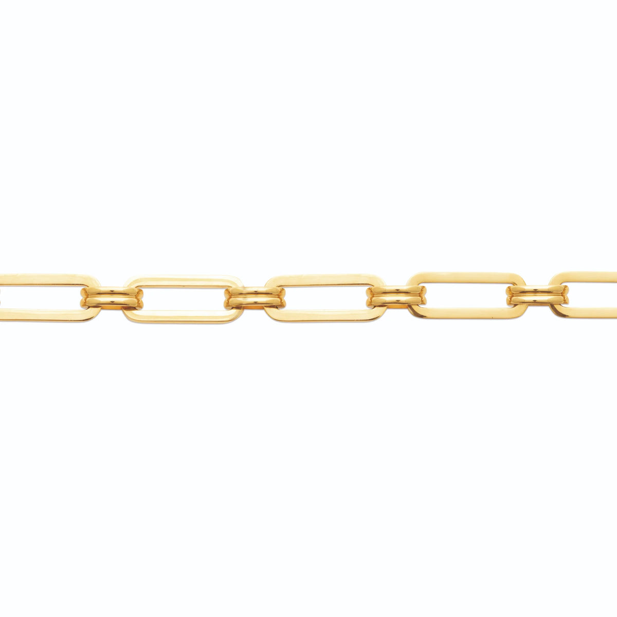 Bracelet maillons rectangulaires allongés en acier PVD doré