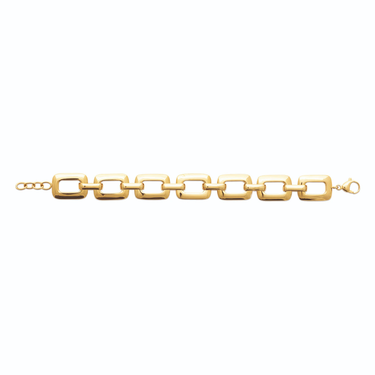 Bracelet maillons rectangulaires épais en acier PVD doré