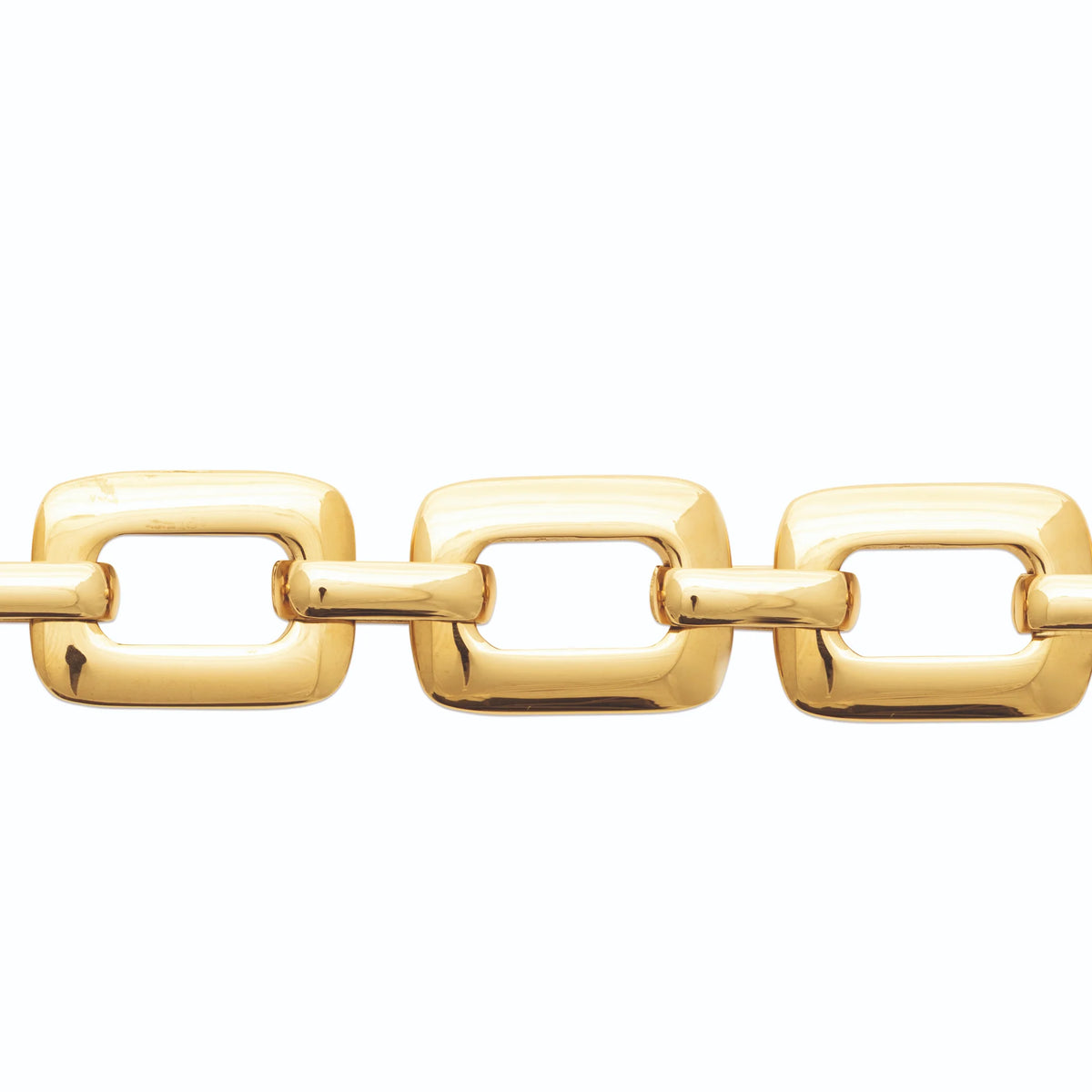 Bracelet maillons rectangulaires épais en acier PVD doré