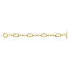 Bracelet maillons rectangulaires et fermoir à barrette en acier PVD doré