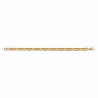 Bracelet maillons rectangulaires striés en acier PVD doré