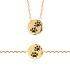 Bracelet médaille pattes enfant en plaqué or, 16 cm