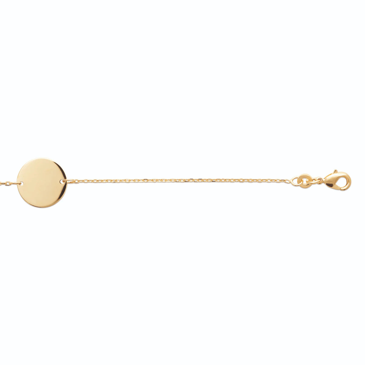 Bracelet médaille ronde enfant en plaqué or, 16 cm