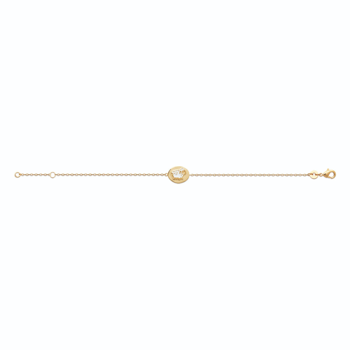 Bracelet médaillon mouton enfant en plaqué or, 16 cm