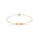 Bracelet médaillon rosace de zircons en plaqué or