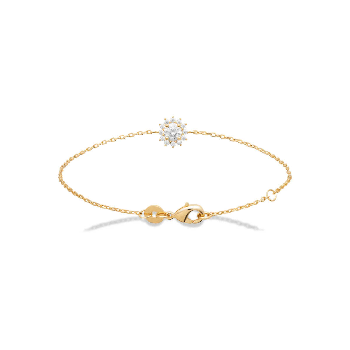 Bracelet médaillon rosace de zircons en plaqué or