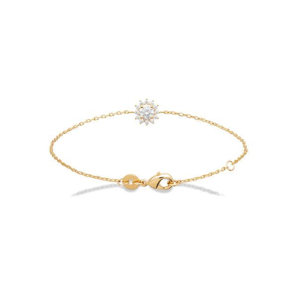 Bracelet médaillon rosace de zircons en plaqué or