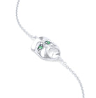 Bracelet Mélancolie en or blanc 18 carats, masque théâtre triste Emeraude