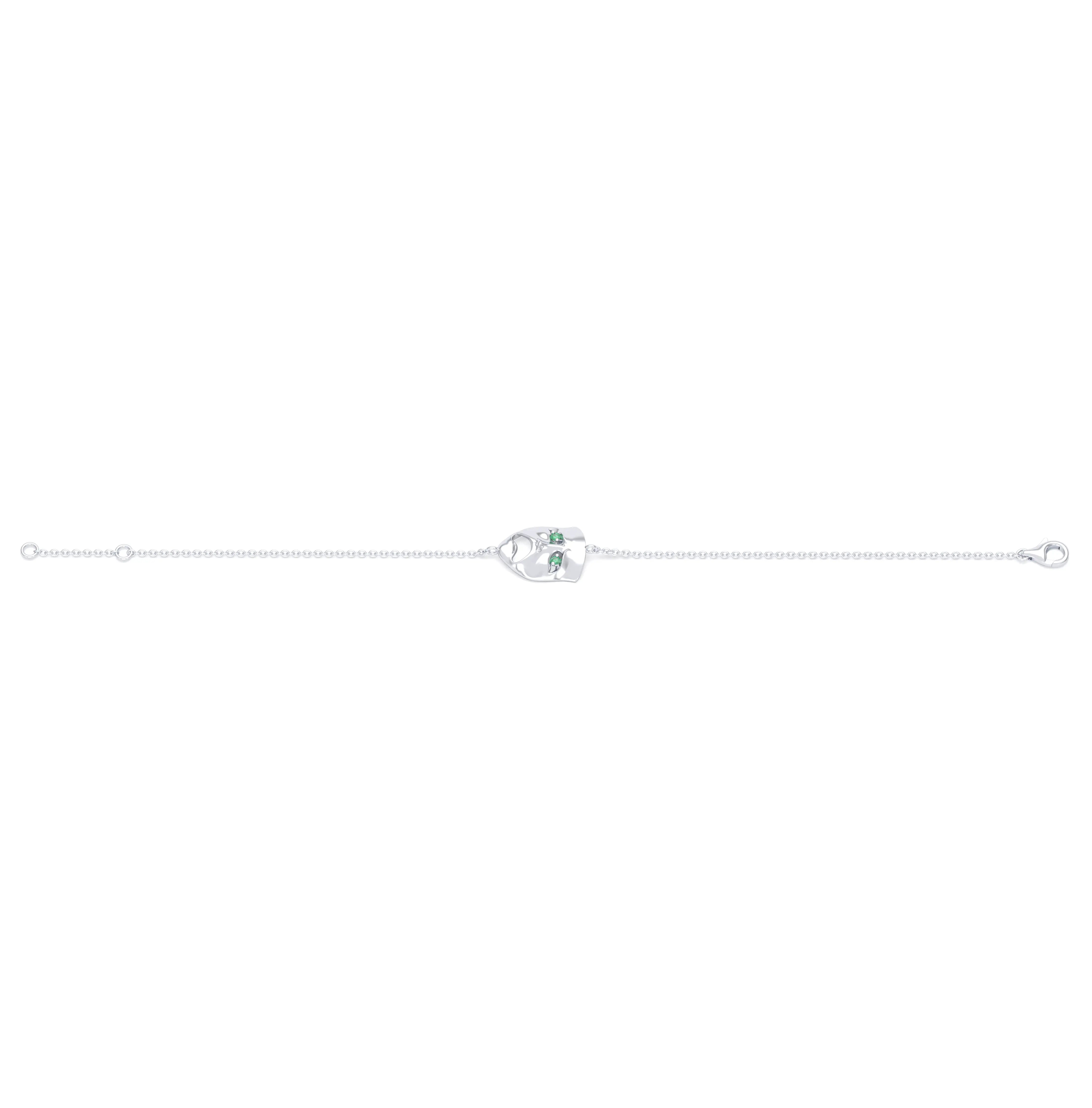 Bracelet Mélancolie en or blanc 18 carats, masque théâtre triste