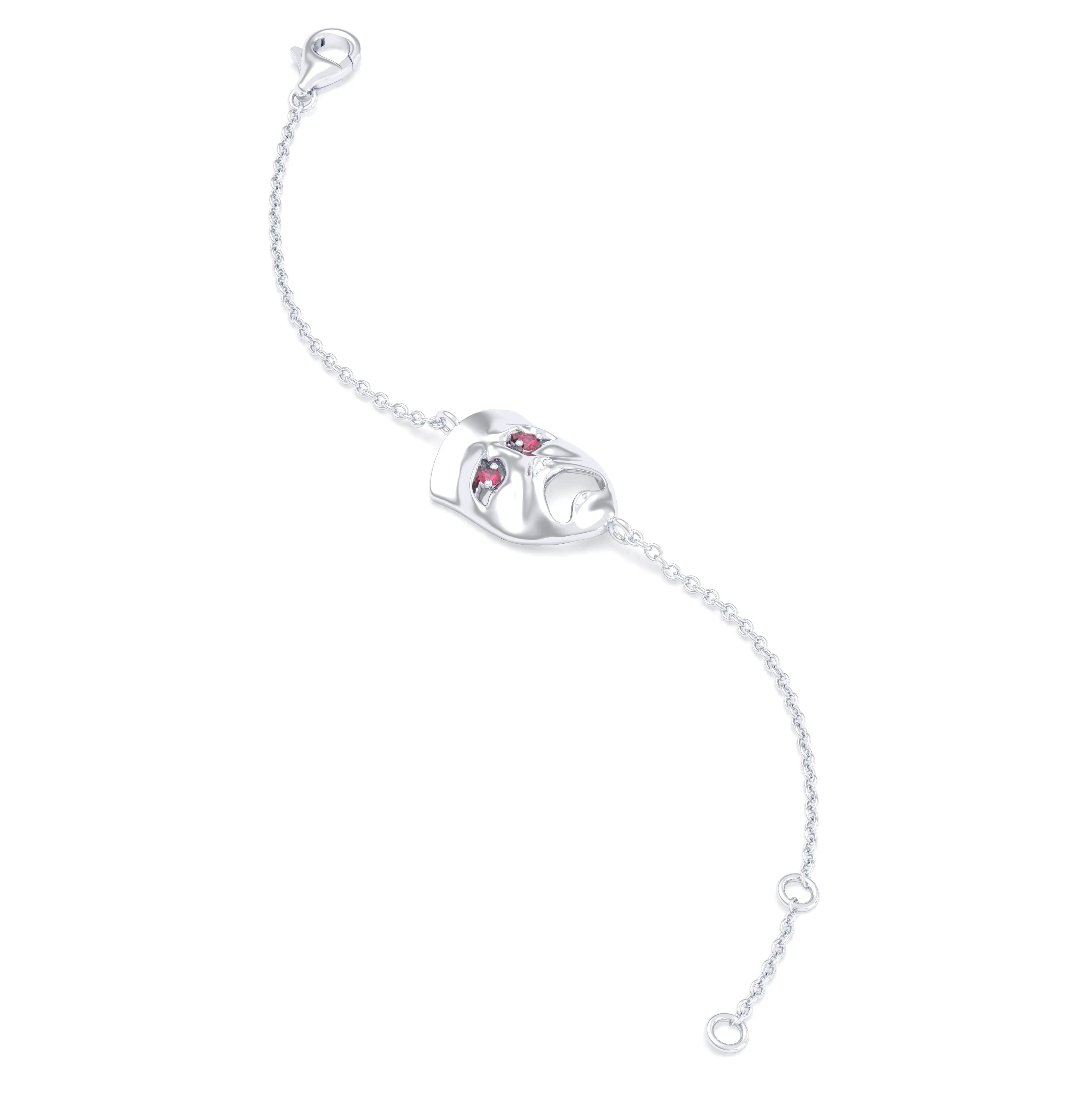 Bracelet Mélancolie en or blanc 18 carats, masque théâtre triste