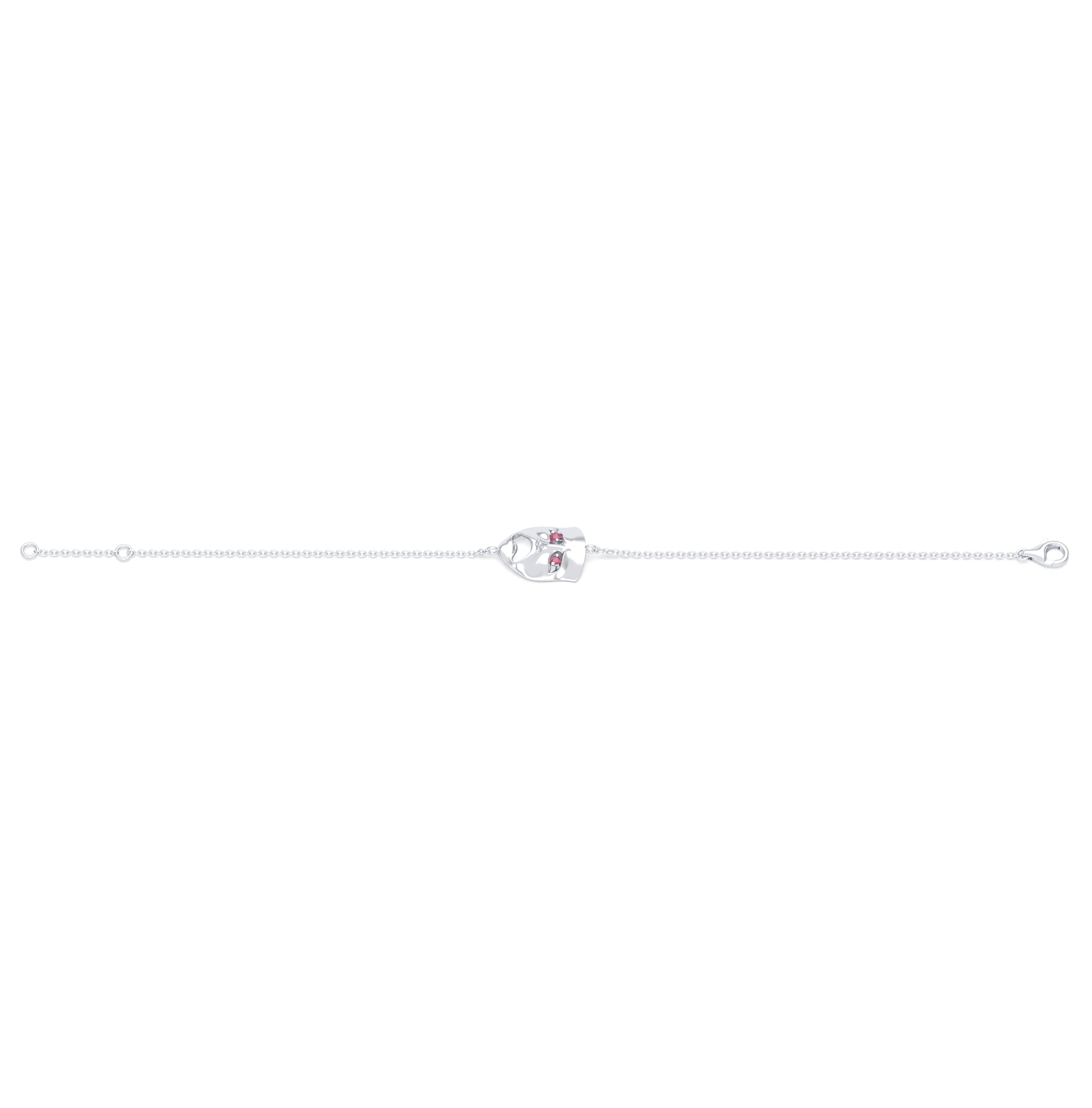 Bracelet Mélancolie en or blanc 18 carats, masque théâtre triste