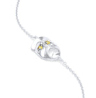 Bracelet Mélancolie en or blanc 18 carats, masque théâtre triste Saphir jaune
