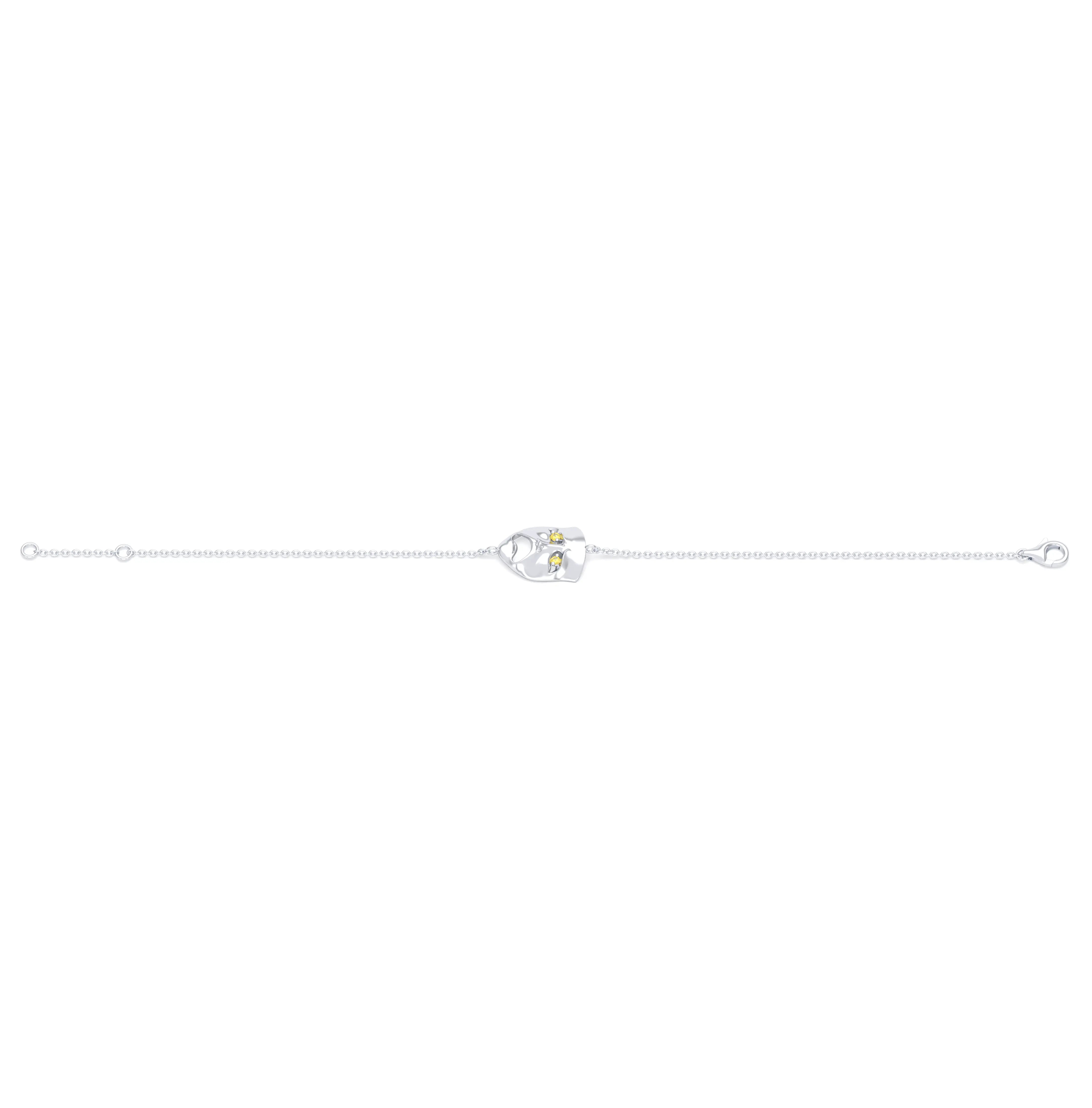 Bracelet Mélancolie en or blanc 18 carats, masque théâtre triste