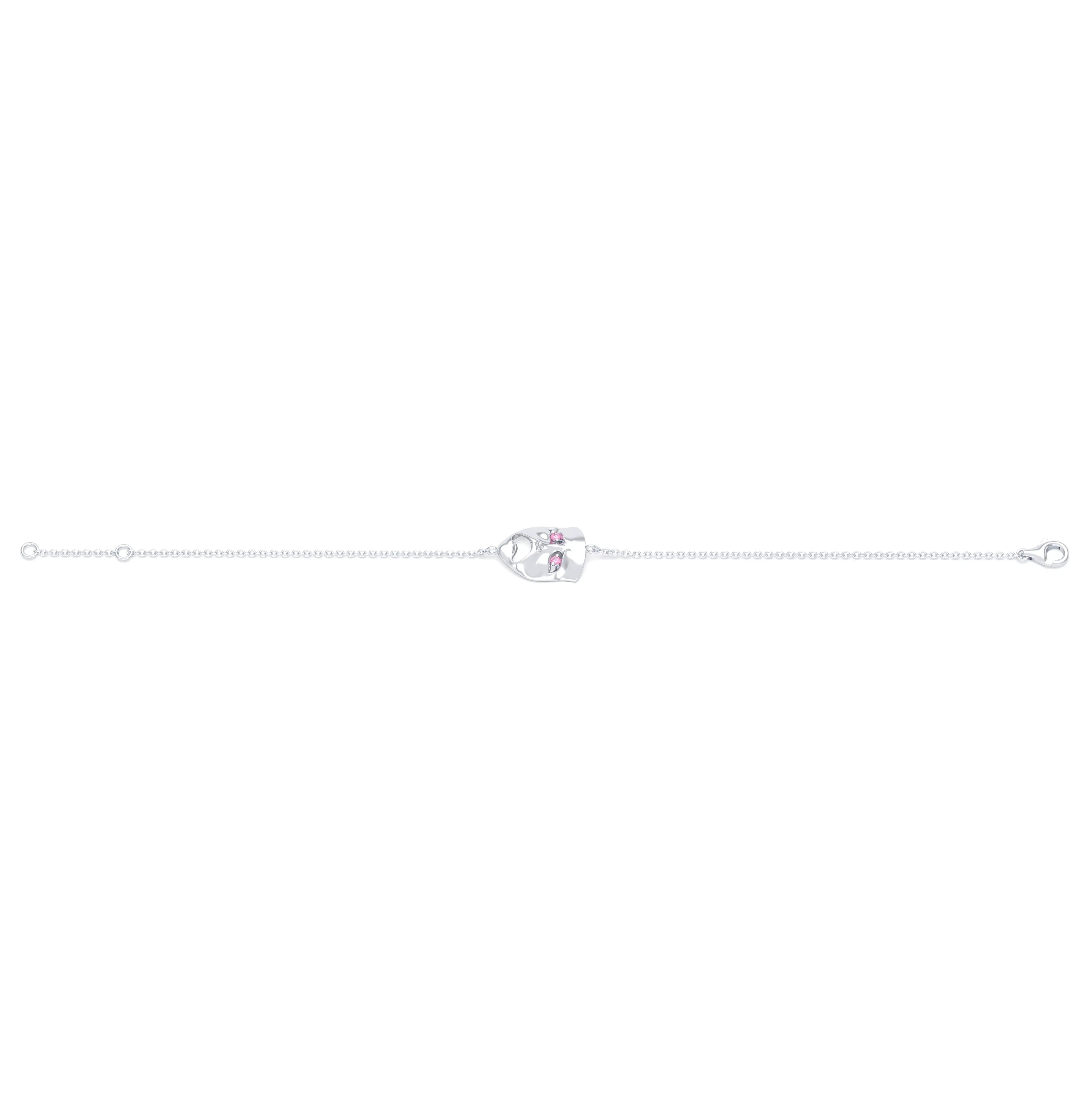 Bracelet Mélancolie en or blanc 18 carats, masque théâtre triste