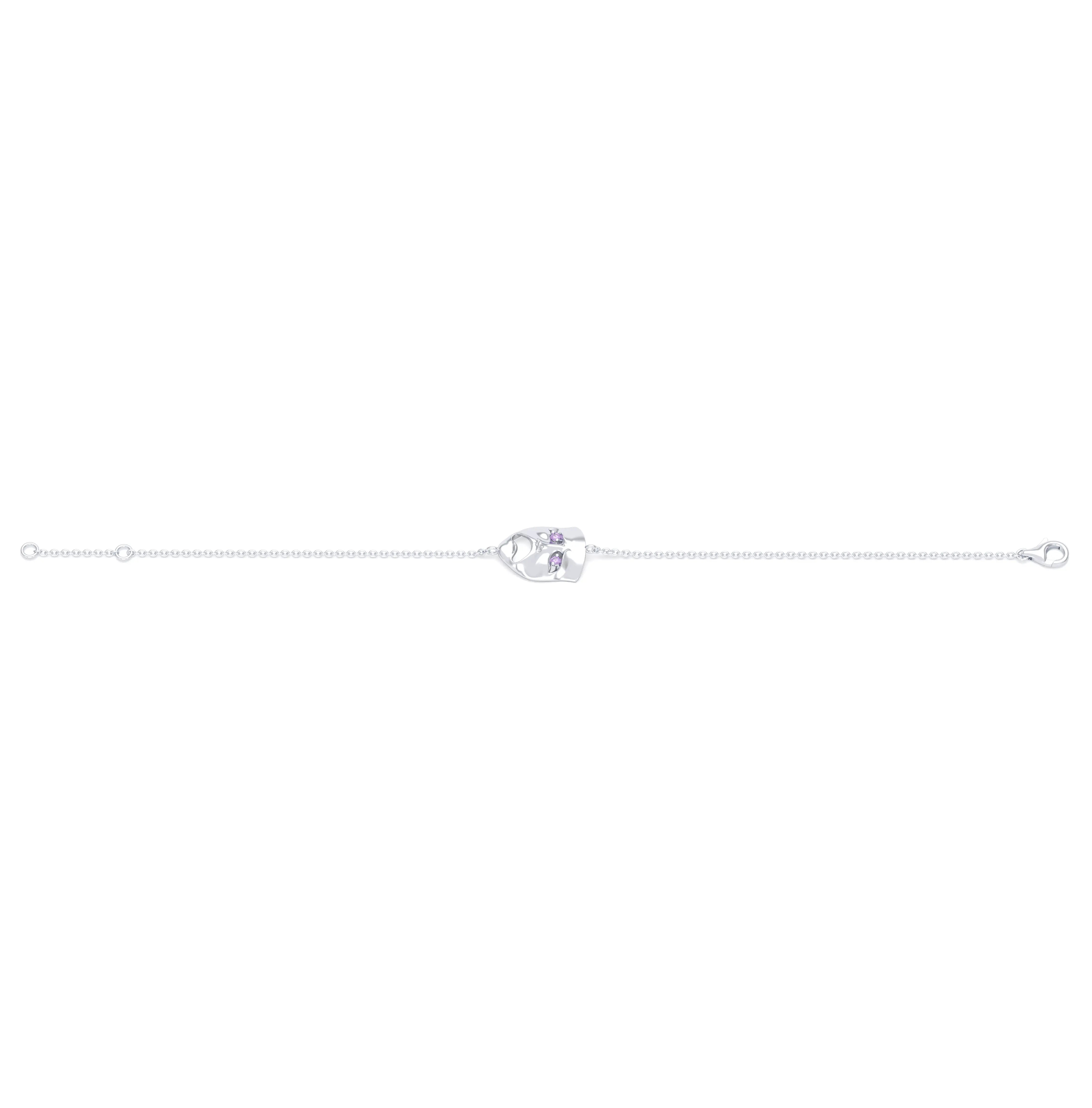 Bracelet Mélancolie en or blanc 18 carats, masque théâtre triste