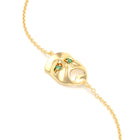 Bracelet Mélancolie en or jaune 18 carats, masque théâtre triste Emeraude