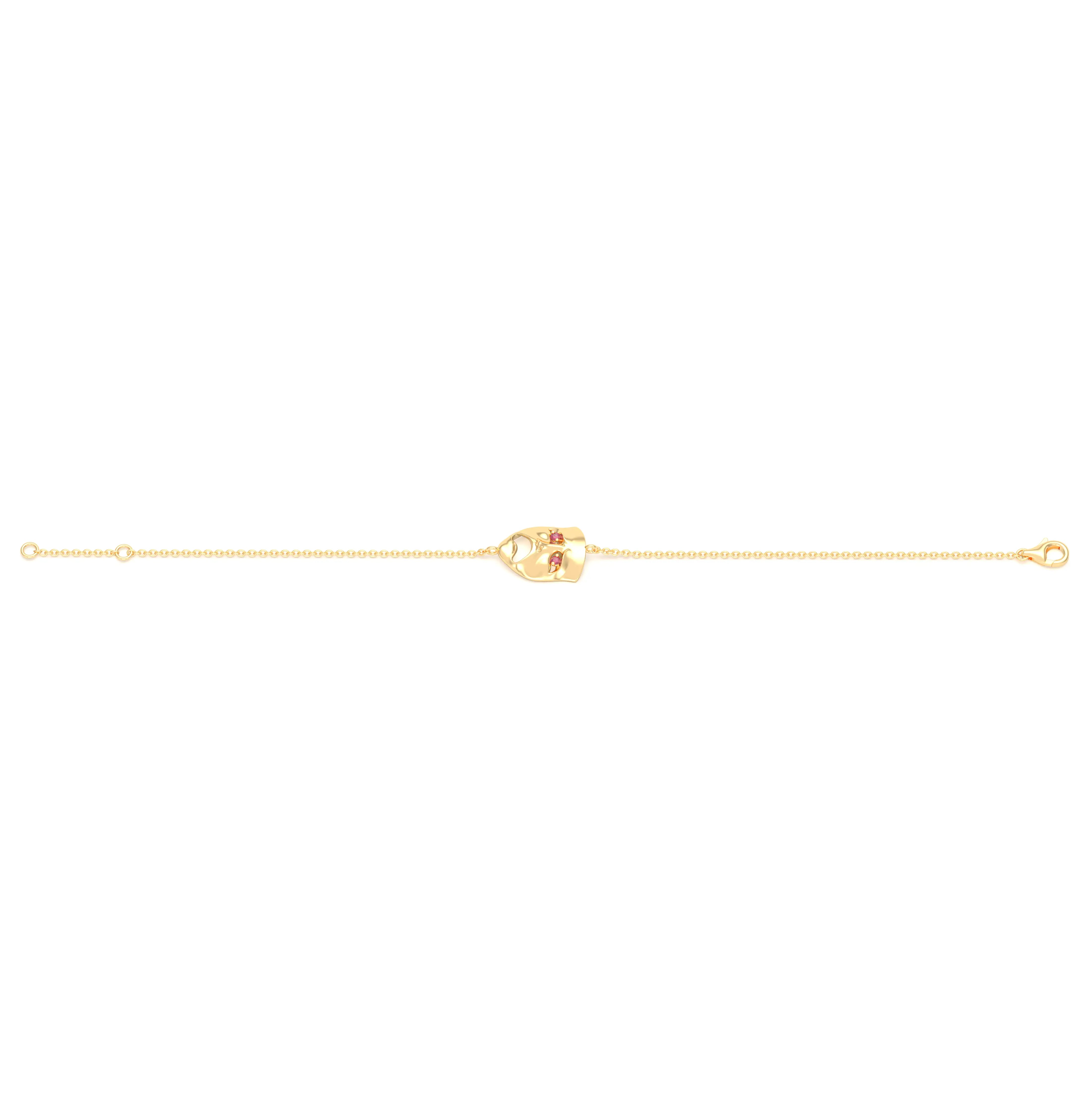 Bracelet Mélancolie en or jaune 18 carats, masque théâtre triste