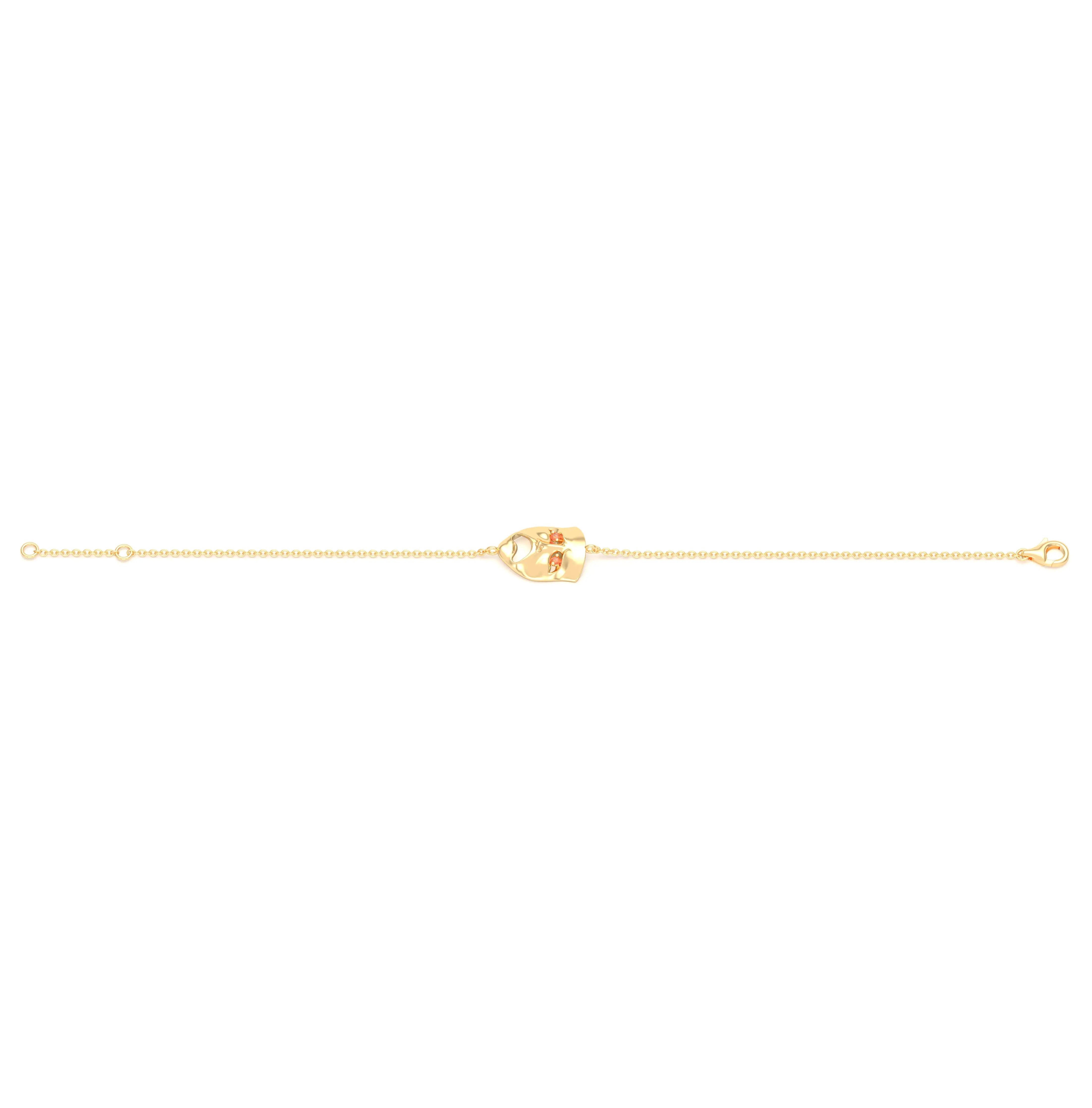 Bracelet Mélancolie en or jaune 18 carats, masque théâtre triste