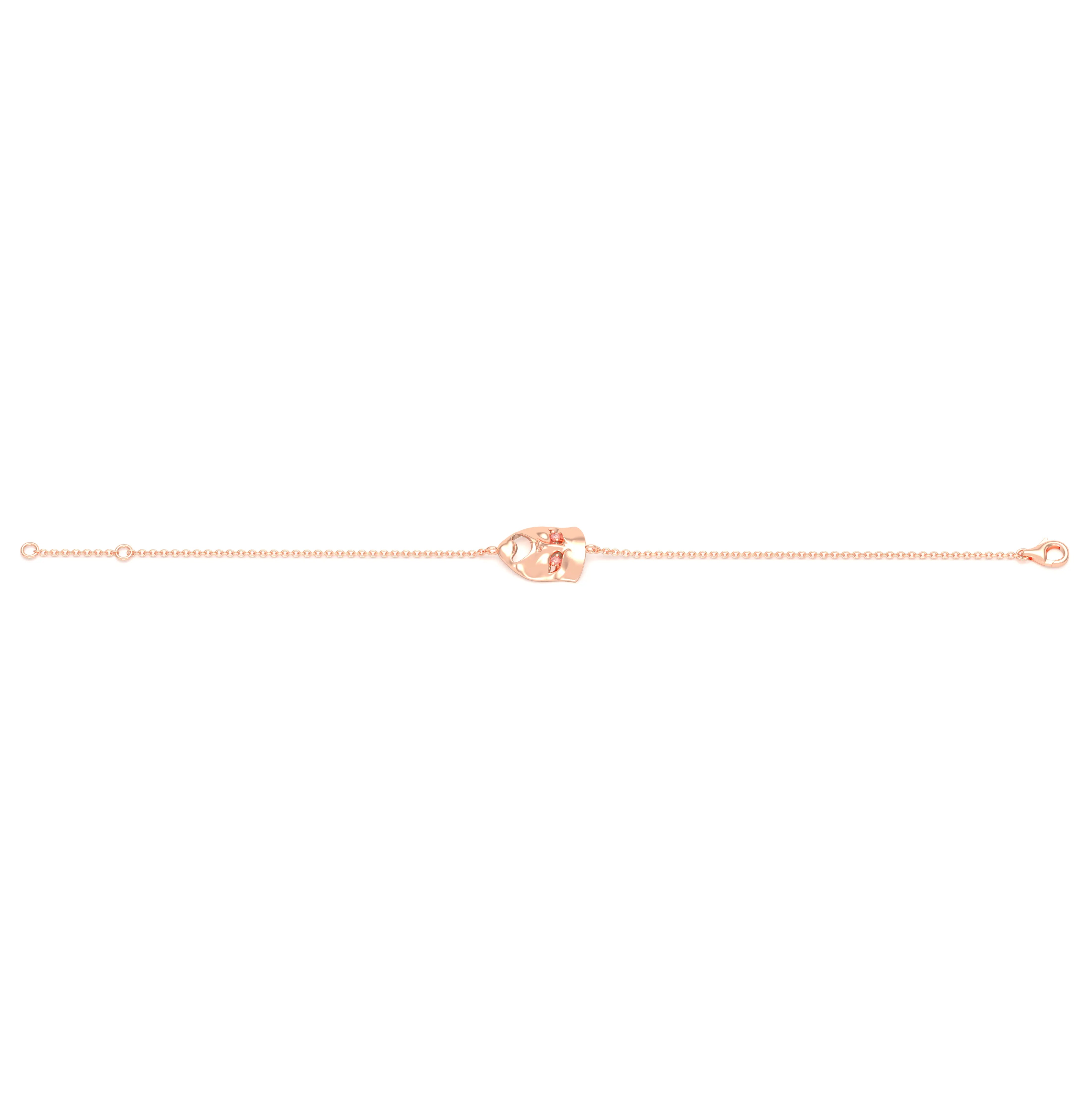 Bracelet Mélancolie en or rose 18 carats, masque théâtre triste