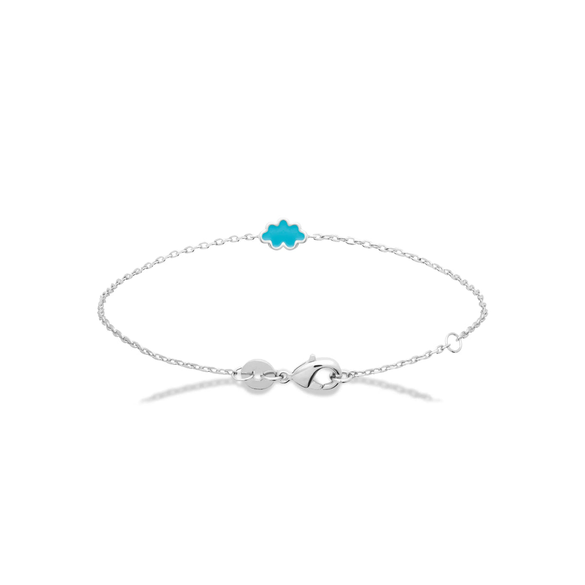 Bracelet nuage bleu ciel enfant en argent 925 rhodié, 16 cm