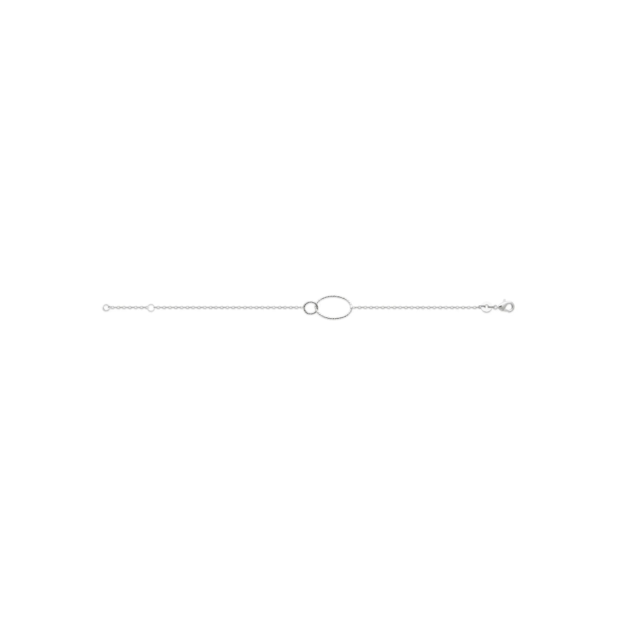 Bracelet ovale et cercle ciselés en argent 925 rhodié, autre angle de vue
