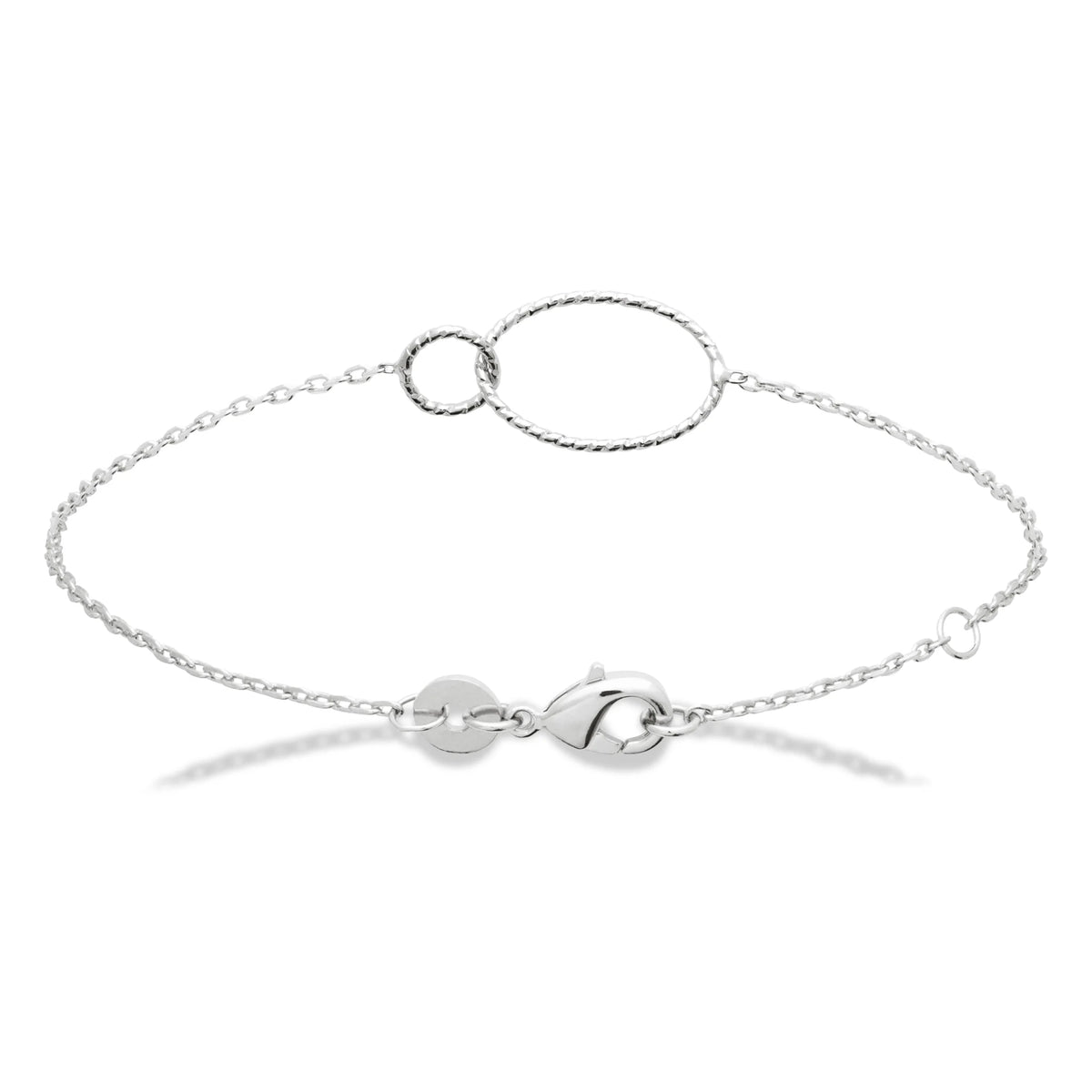 Bracelet ovale et cercle ciselés en argent 925 rhodié