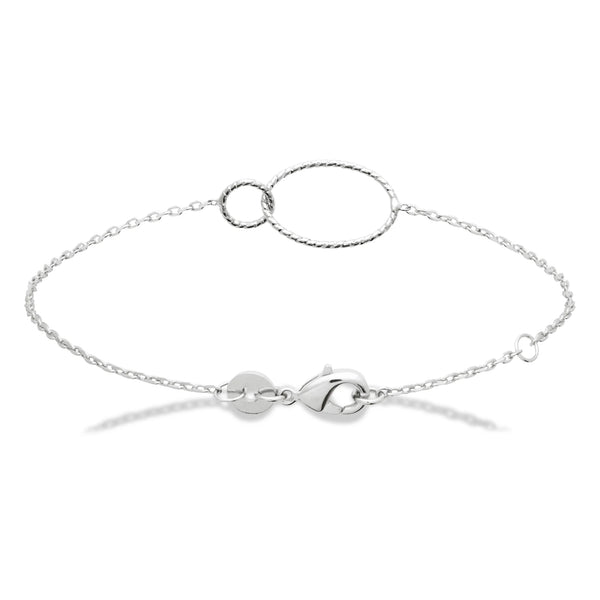 Bracelet ovale et cercle ciselés en argent 925 rhodié