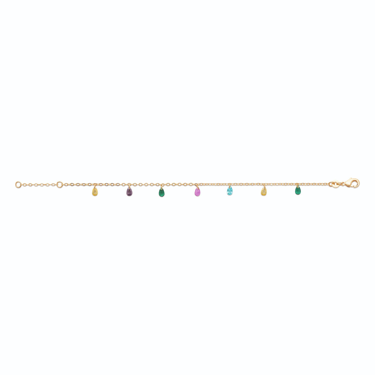 Bracelet pampilles gouttes multicolores en plaqué or