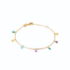 Bracelet pampilles gouttes multicolores en plaqué or