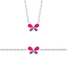 Bracelet papillon rose et violet enfant en argent 925 rhodié, 16 cm