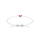 Bracelet papillon rose et violet enfant en argent 925 rhodié, 16 cm