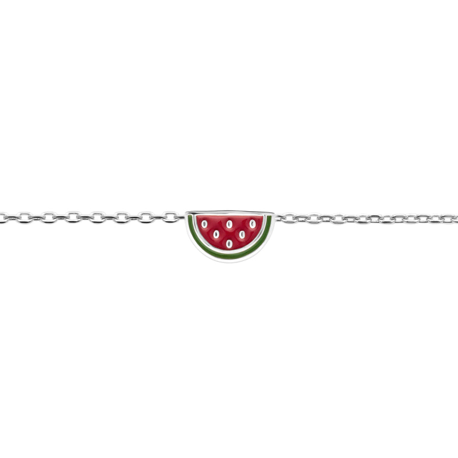 Bracelet pastèque enfant en argent 925 rhodié, 15 cm, vue de face