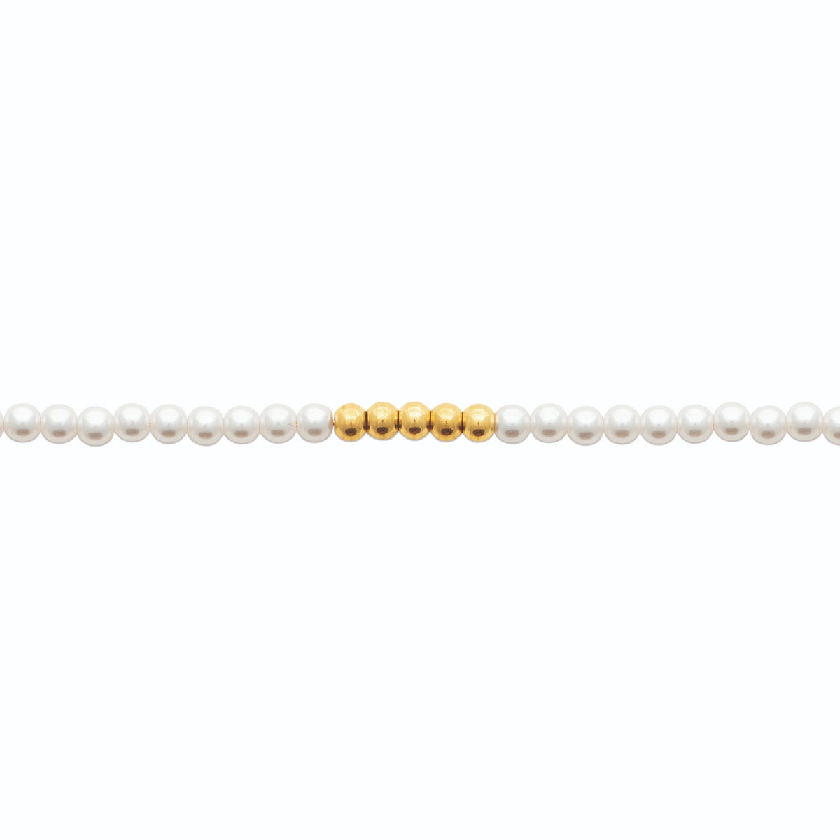 Bracelet perles d’imitation et billes dorées en acier PVD doré