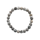 Bracelet perles de jaspe gris et acier homme