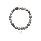 Bracelet perles de jaspe gris et acier homme