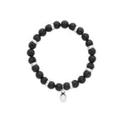 Bracelet perles de pierre de lave et acier homme