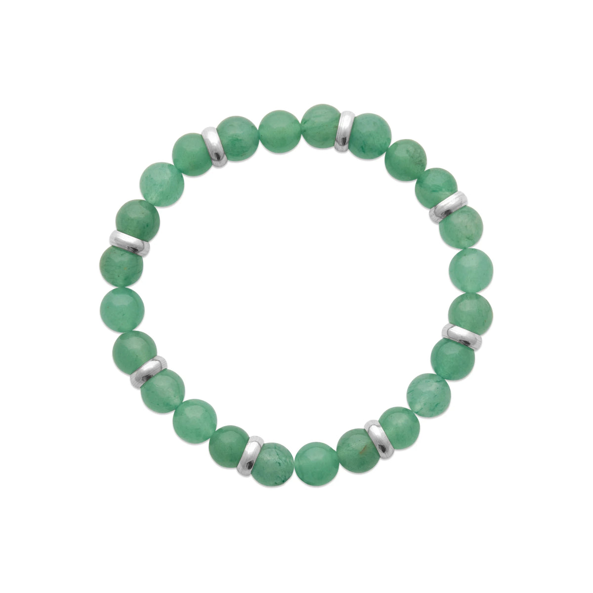 Bracelet perles de quartzite verte et acier homme vu de profil