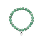 Bracelet perles de quartzite verte et acier homme