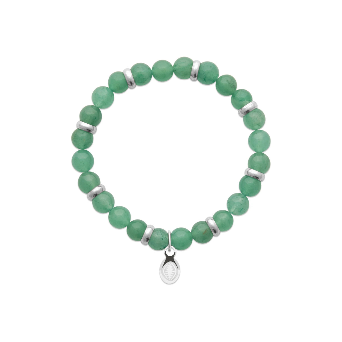 Bracelet perles de quartzite verte et acier homme